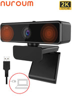 Nuroum 2K QHD Webcam 1440P 30FPS&1080P 60FPS Dual Mode, AI Noise Cancelling Mic,Streaming Camera, USB Plug & Play for PC/Mac