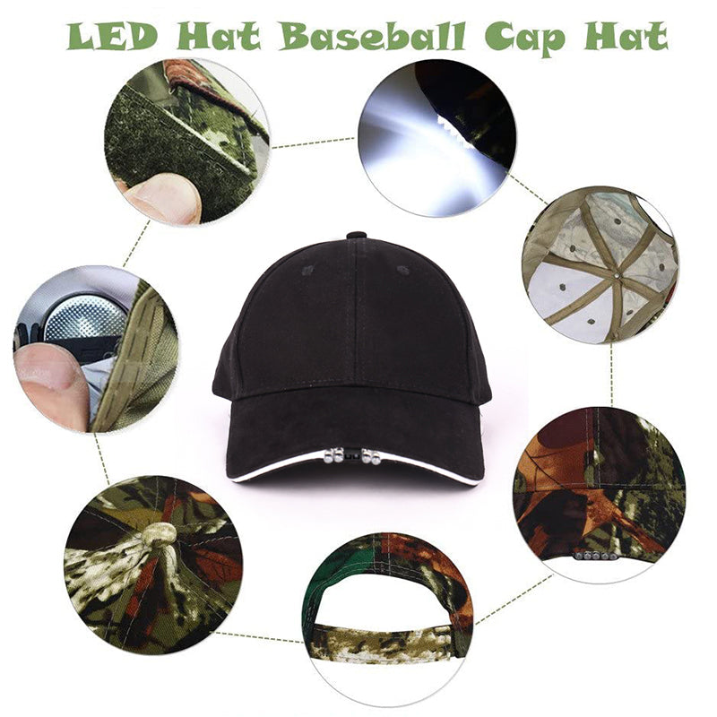 Unisex Led Baseball Cap With Led Light Adjustable Baseball Hat Headlight Flashlight For Hunting Fishing Camping Hiking Joggings