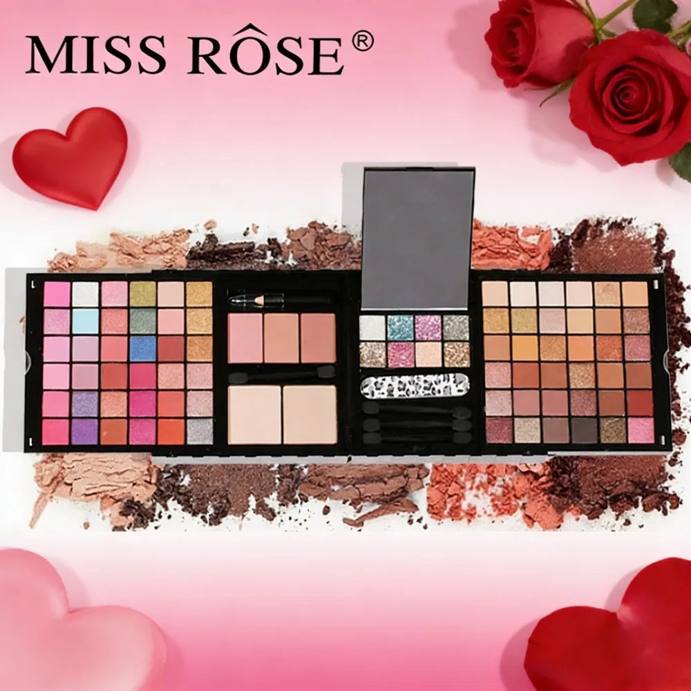 3D Matte Pearlescent Eye Shadow Plate Makeup Multi-Function Powder Blusher Makeup Set For Valentine's Day