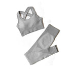 2/3Pcs Women Yoga Suit Seamless Knitted Yoga Pants Leggings Clothing Zipper Long Sleeve Crop Top Fitness Wear Sportswear Gym Set