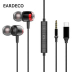 EARDECO TypeC/3.5mm Wired Headphones with Mic Volume Control Music Headset with Bass Phone Earphones for Samsung Huawei Xiaomi