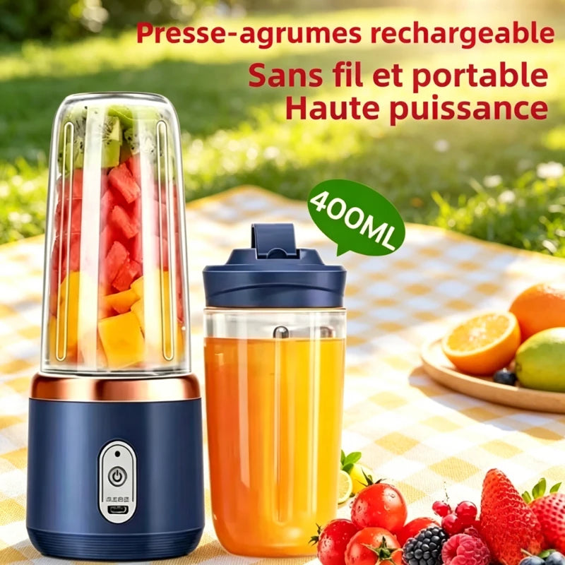 High-Speed Portable Juicer Cup, USB Rechargeable Blender with 6-Blade Head for Fresh Juice, Shakes & Travel