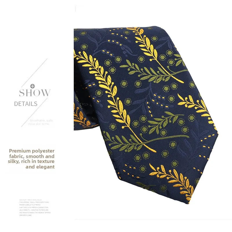 Trendy Handmade Polyester Silk Tie Men's Business Suit Accessory Floral Patterned Bow Tie for Wedding Prom Party Gift