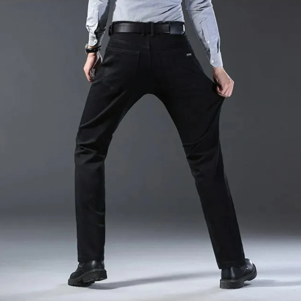 Wthinlee Business Men Jeans Casual Straight Stretch Fashion Classic Blue Black Work Denim Trousers Spring Summer Brand Clothing