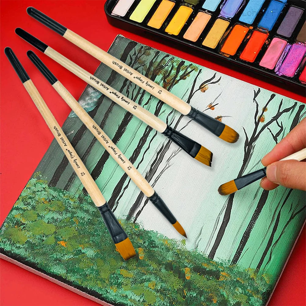 6/24/30Pcs Artist Paint Brush Set for Watercolor, Acrylic, Oil and All Media, Suitable for Canvas, Paper, Ceramic, Nylon Hair, W