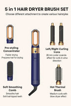 5 In 1 Hair Dryer And Hot Air Comb Brush With Curling Iron Hair Straightener For Fast Drying Curling Straightening And Styling