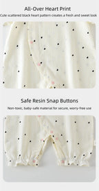 Baby Girls Summer Cute Heart Print Romper Ruffle Collar Infant Onesies Cotton 0-24M Newborn Comfort Jumpsuit Outfit