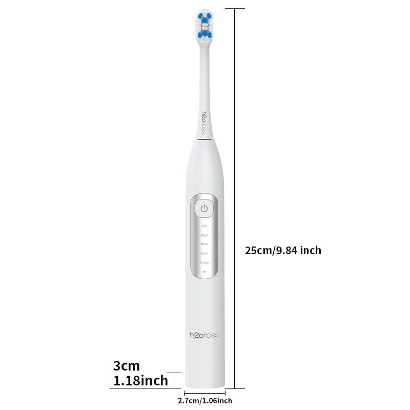 H2ofloss Sonic Electric Toothbrush 38000VPM 5 Modes IPX7 Waterproof 60 Days Battery Smart Timer Rechargeable Whitening Oral Care