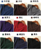 LHZSYY Men's 100% Mink Cashmere Large Size Sweaters Autumn Winter Solid V-neck Casual Knit Pullovers Men Long Sleeve Warm Jumper