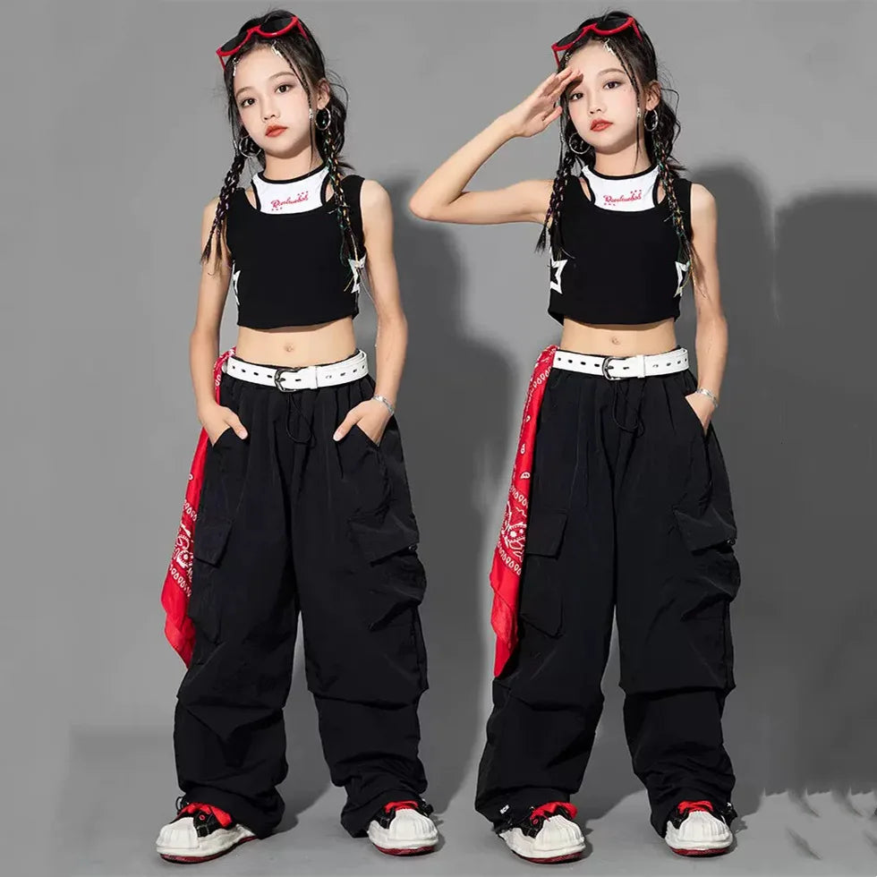 Cargo Pants for Teenage Kids New Summer Streetwear Hip Hop Sweatpants for Girls Baggy Wide Leg Straight Trousers 6 8 10 12 14 Y