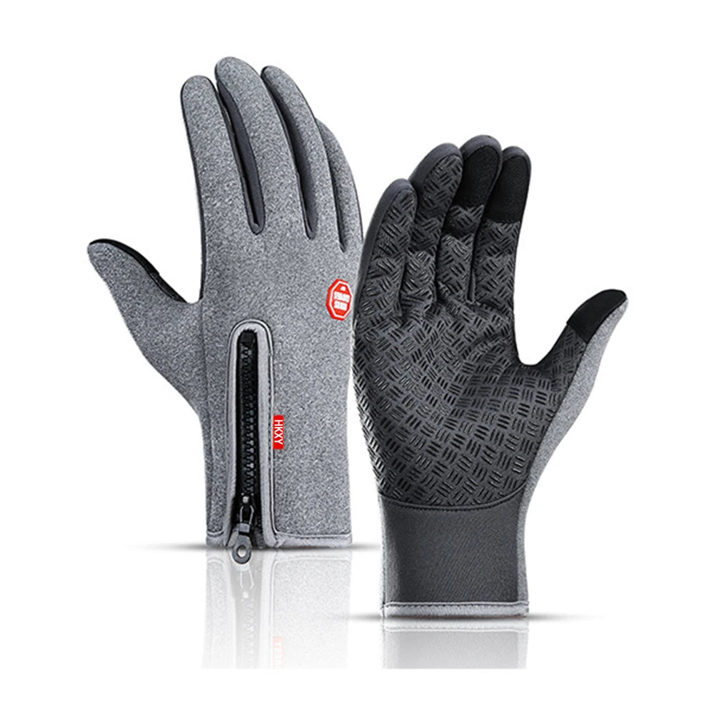 Winter Cycling Gloves Men Women Motorcycle Fleece Sport Zipper Autumn Touch Screen Warm Water-Repellent Windproof Non-slip Glove