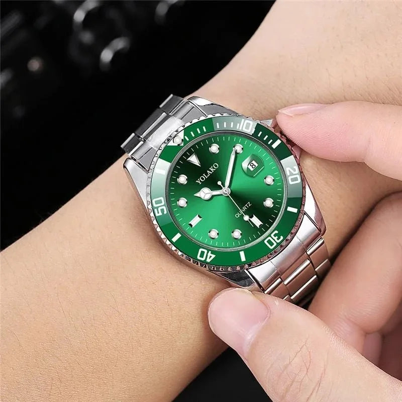 Fashion Watch Casual Clock Montre Homme Business Men Quartz Watch Calendar Green Water Wok Ghost Sport Men Wristwatch