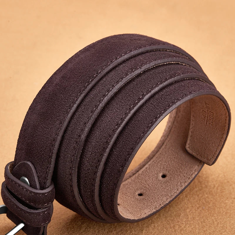 Luxury Suede Cowhide Leather Belt for women, Vintage Style Men belt  3.5cm Wide Waistband for Dresses & Jeans Unisex belt