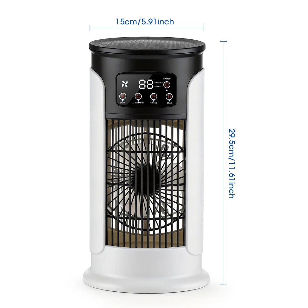 Desktop Air Conditioning Fan 300ML Water/Ice Cooling Fan 6 Speeds Small Air Conditioner Humidifier Cooler Fan With Ambient Light