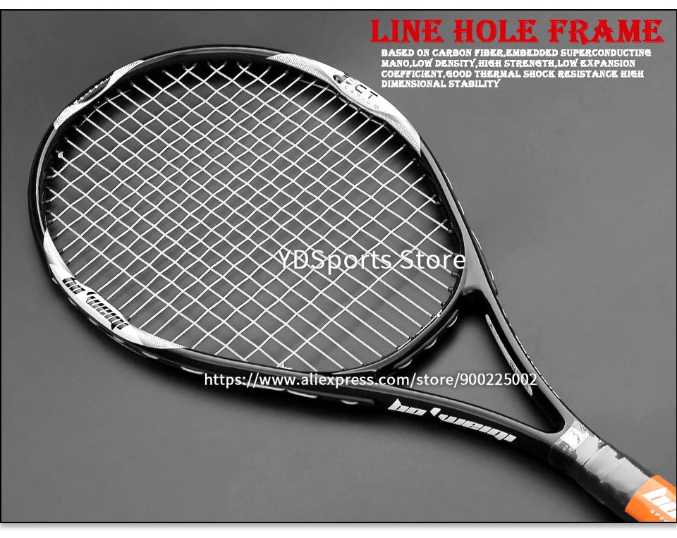 High Quality Carbon Aluminium Alloy Strung Tennis Racket For Adult Tenis Rackets 4-1/4 Inch Strings Bag Raquet Padel Men Women