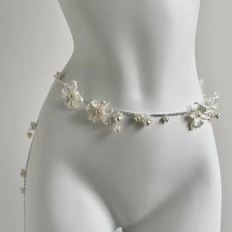 Multilayer Pearl Belt Waist Chain for Women's Fashion Retro Y2K Designer Belt Character Playing Clothes Accessories Party Belts