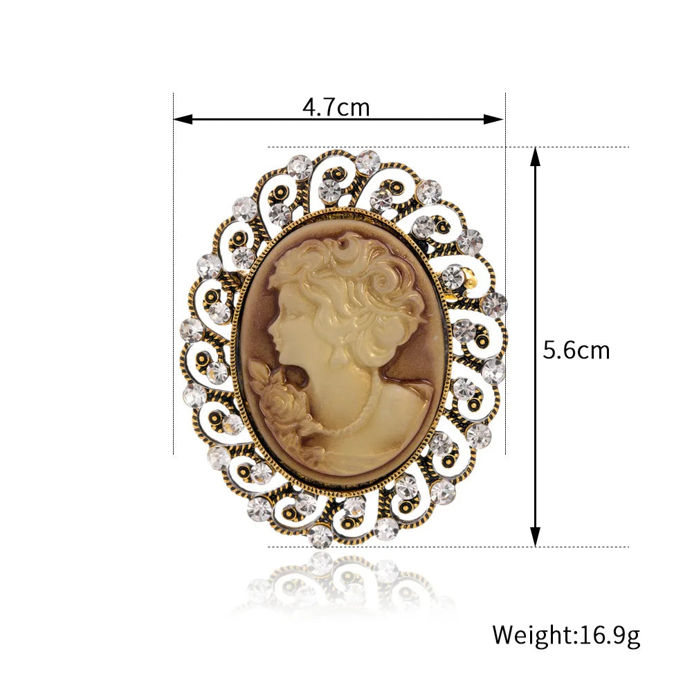 Vintage Victorian Design Queen's Cameo Brooch Pin, Antique Wedding Beauty Jewelry Gift, Elegant Style