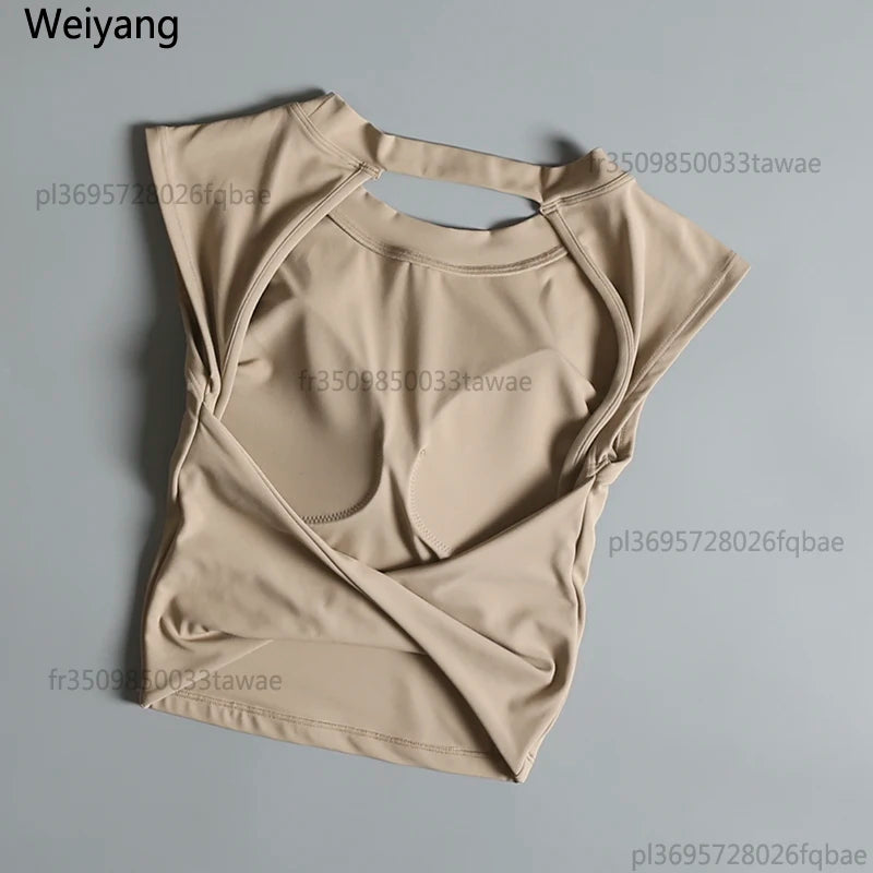 Sexy Backless Sports Vest for Women Fixed Chest Pad Tight Quick-Drying Slim Yoga Top Breathable Fitness Shirt