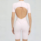 Women's Yoga Jumpsuit Hip Lift Sports Fitness Removable Padding Backless Zipper Leggings One-Piece Running Workout Gym Jumpsuit