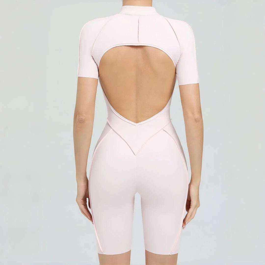 Women's Yoga Jumpsuit Hip Lift Sports Fitness Removable Padding Backless Zipper Leggings One-Piece Running Workout Gym Jumpsuit