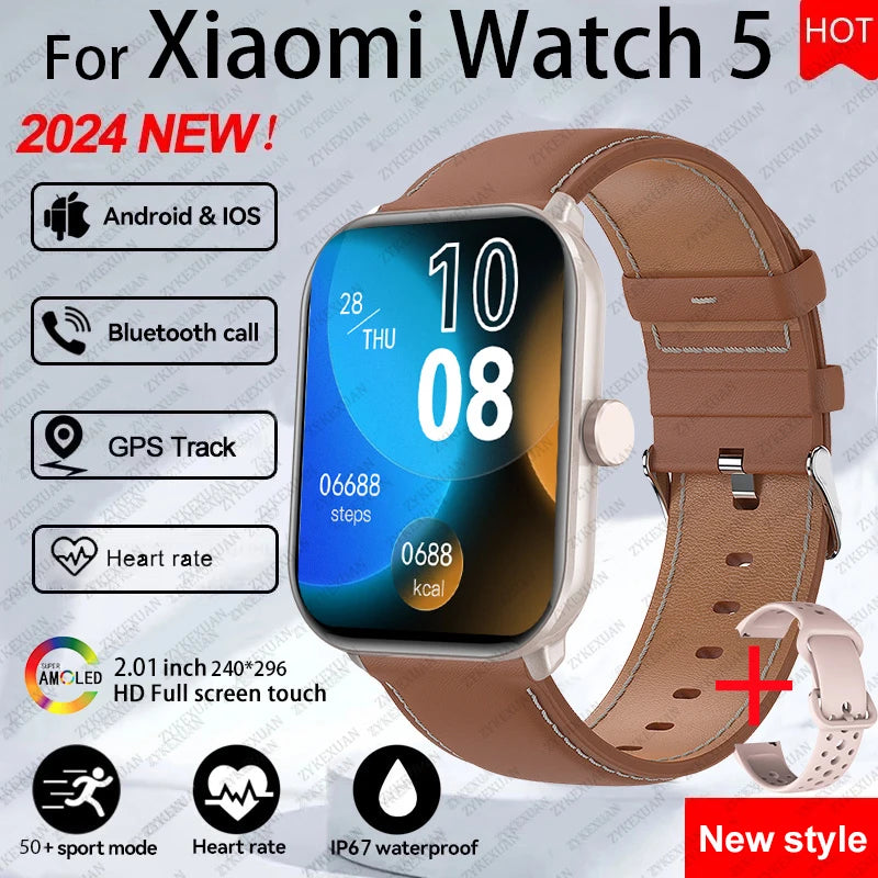 For Xiaomi Watch 5 Smart Watch Men HD AMOLED Screen Heart Rate Bluetooth Calling GPS Tracking Waterproof Sports SmartWatch Women