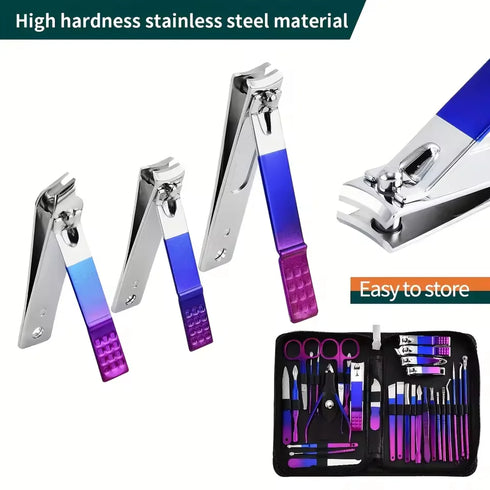 6-18pcs Set Professional Stainless Steel Manicure & Pedicure Kit Precision Nail Care with Travel Case with Nail Clipper Scissor