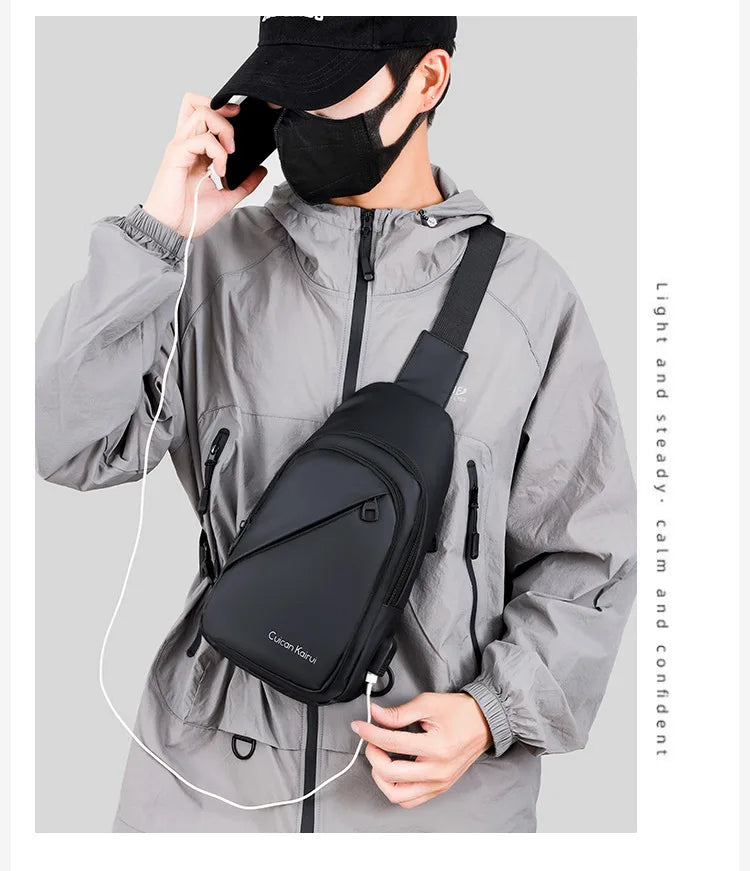 Men's Fashionable Casual Chest Bag Outdoor Cycling Waterproof Durable Sports Backpack Trendy Versatile Portable Crossbody Bag