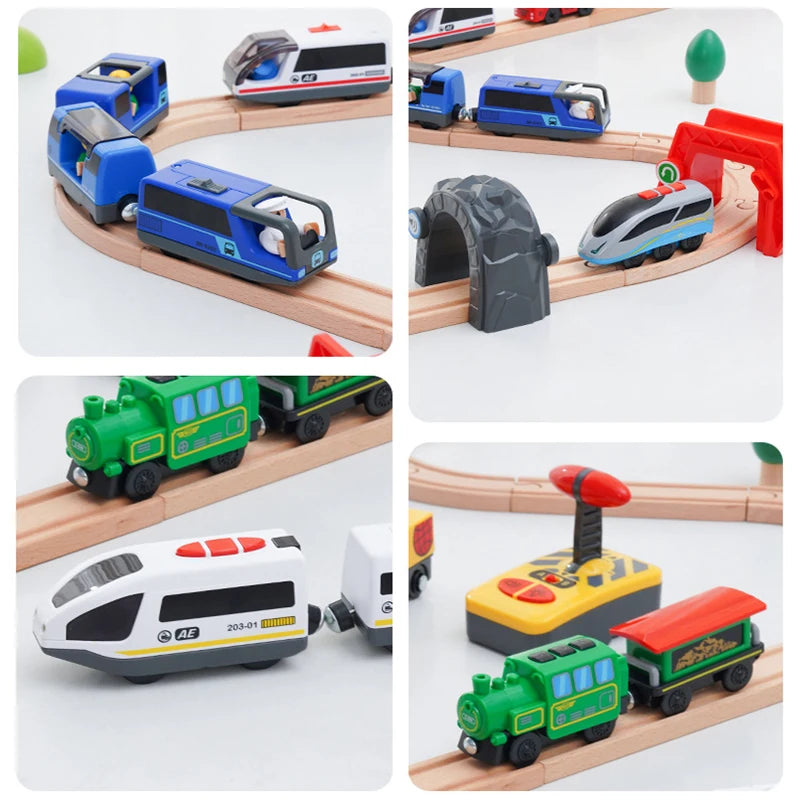 Wooden Railway Train Locomotive Magnetic Electric Car Train Toys Fit Biro Wooden Diecast Slot Train Track Railway Christmas Gift Secondary image