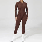 Women's Yoga Jumpsuit Hip Lift Sports Fitness Removable Padding Backless Zipper Leggings One-Piece Running Workout Gym Jumpsuit