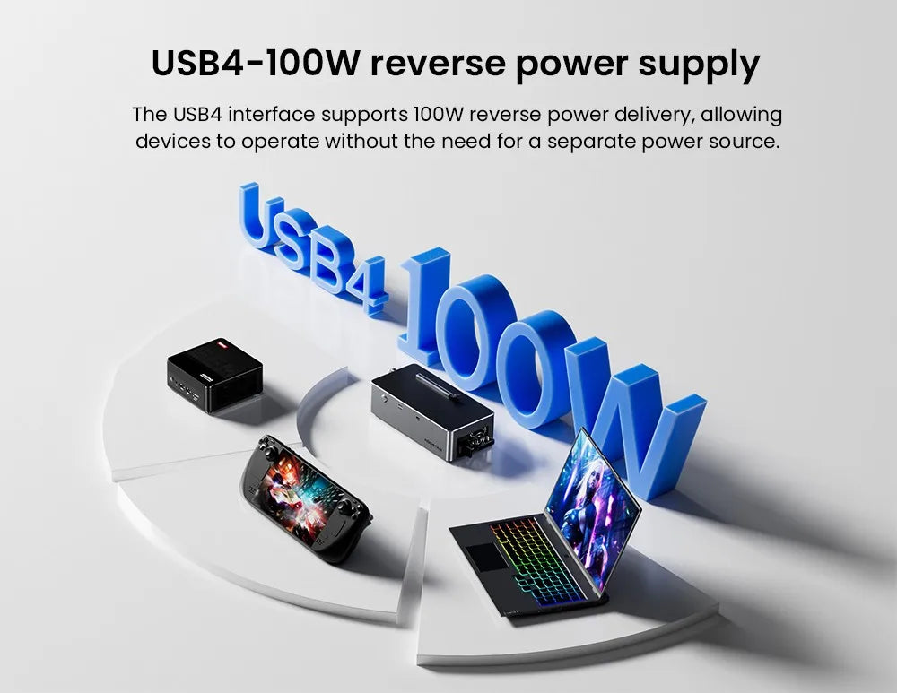 AOOSTAR AG02 eGPU Dock with Oculink & USB4 Port, 100W Reverse Charging, Built-in 800W Power Supply, Supports TGX Interface Hot-s