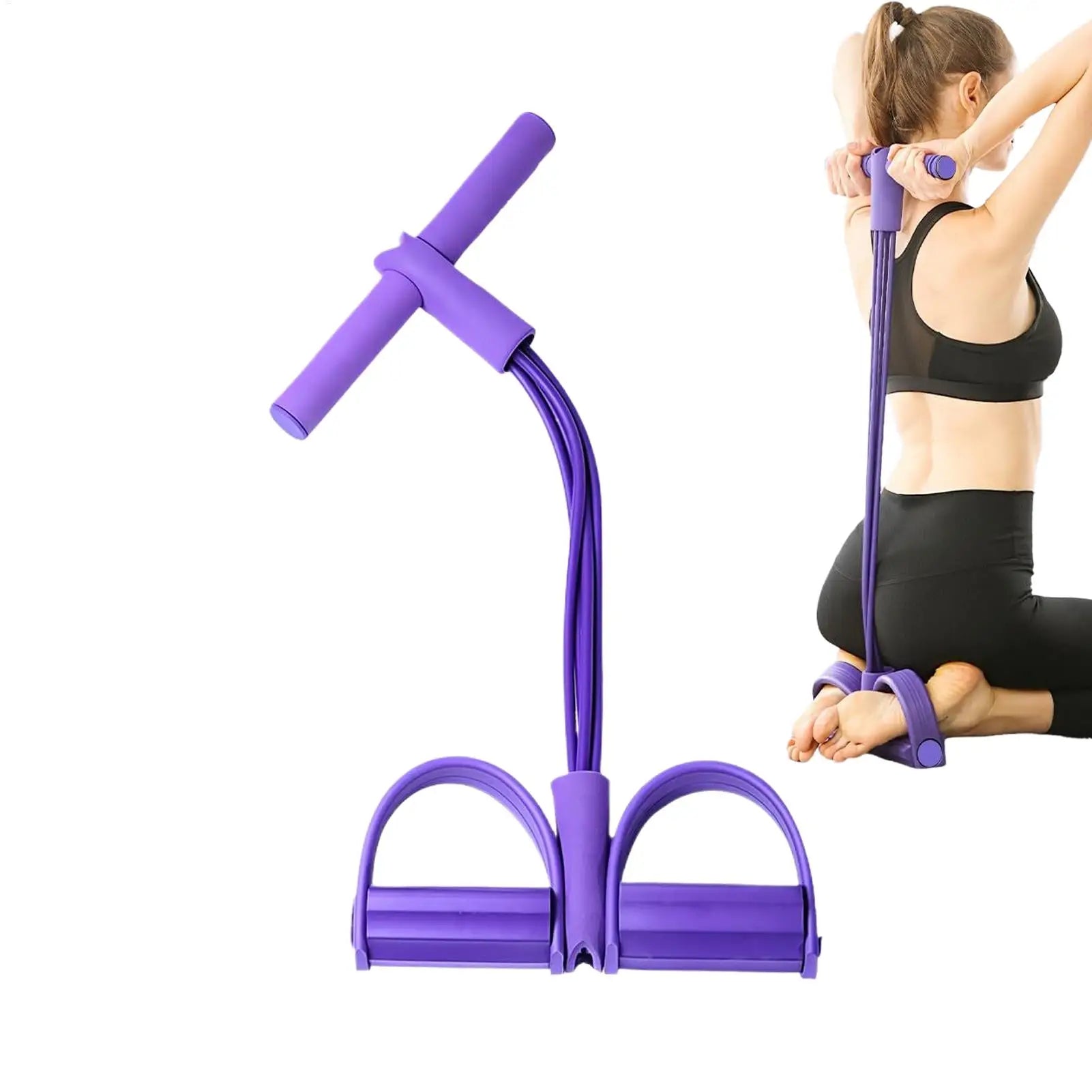 4-Tube Pedal Tensioner Multi-Functional Household Fitness Equipment Yoga Abdominal Strengthening Elastic Band Tension Rope Main image