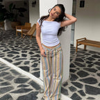MUJER Striped Baggy Jeans Woman Low Rise Wide Leg Jeans Pants for Women New Boyfriend Jeans Women Straight Women's Denim Pants
