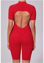 Women's Yoga Jumpsuit Hip Lift Sports Fitness Removable Padding Backless Zipper Leggings One-Piece Running Workout Gym Jumpsuit