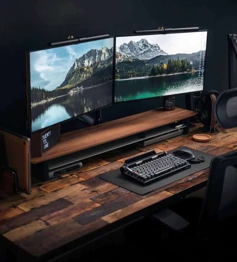 Z1 Monitor Height Increasing Rack Office Luxury Desk Setup E-sports Room Monitor Bracket Wooden Screen Stand with Compartments