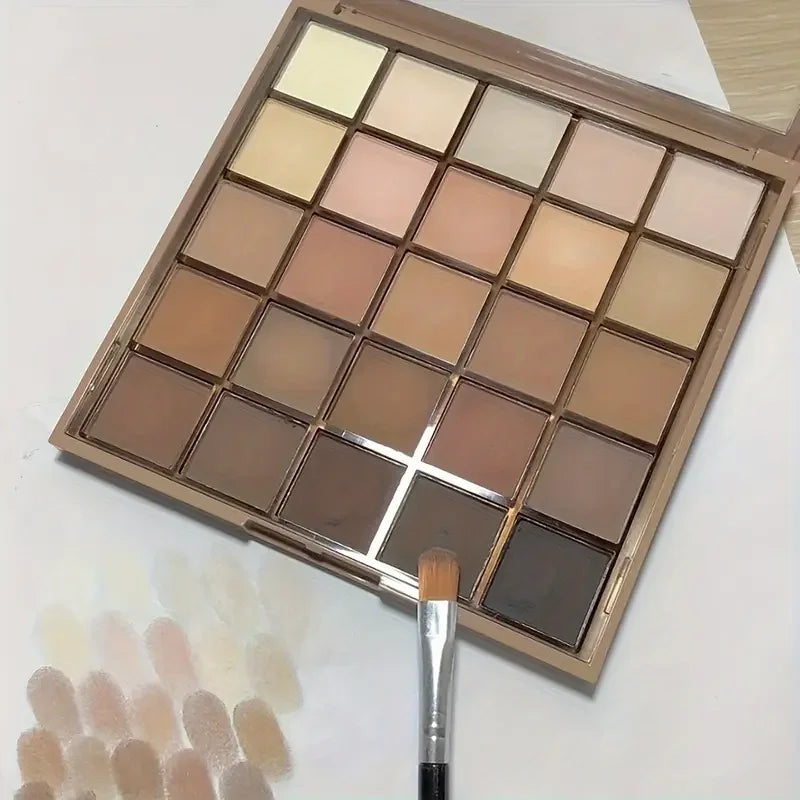 25 color eyeshadow palette - matte and shimmer, high pigmy brown nude, coffee chocolate student party daily stage makeup Secondary image