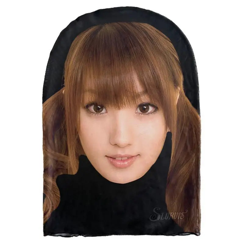 3D Realistic Japanese Female Star Face Mask Novelty Cosplay Headgear Breathable Balaclava for Live Stream Prank Party Halloween