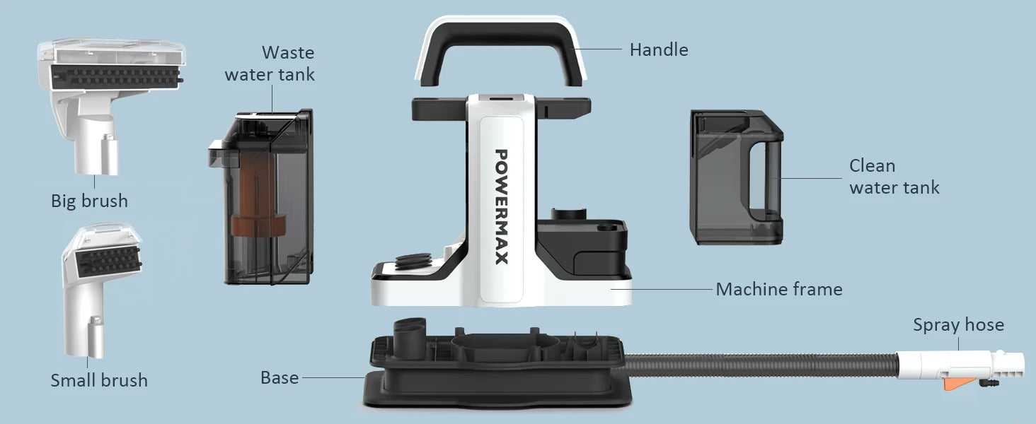 OMESER W05 Handheld Carpet Cleaner 750W 15Kpa Corded Spot Clean Machine Wet Fabric Carpet Sofa Cleaning Pet Portable Car