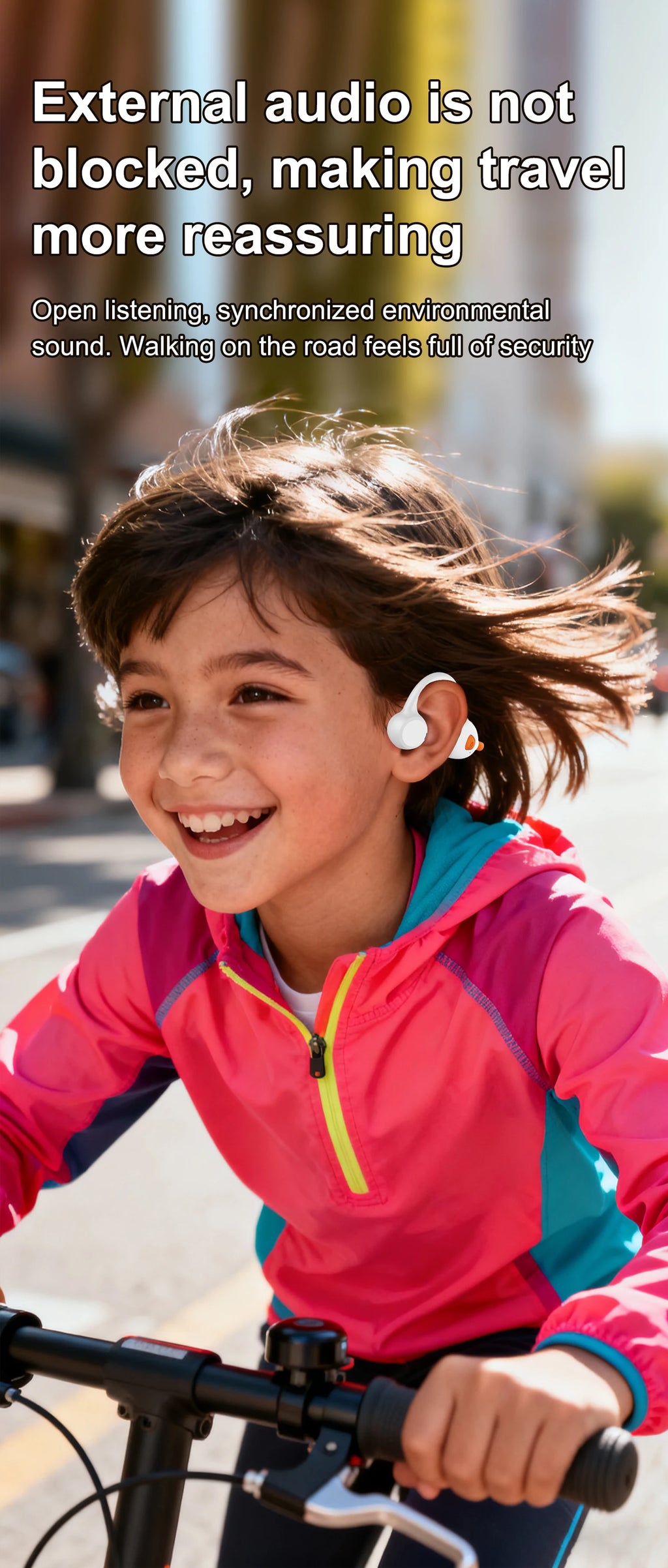 Air Conduction Stereo Headphones Kids Open Ear Bluetooth6.0 Earphones  Wireless Learning Noise Reduction Music Headset Earhook