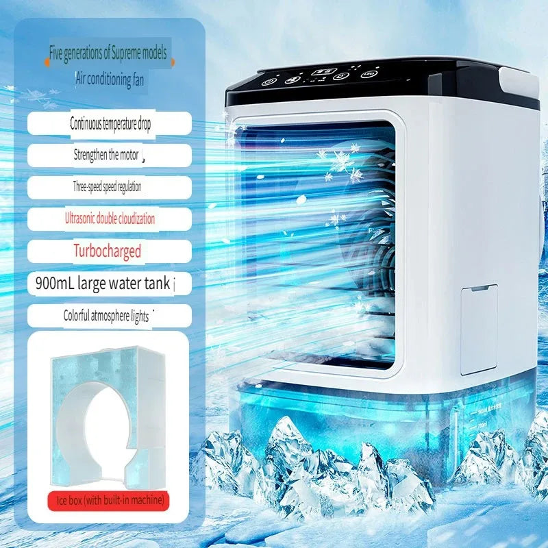 2026  Ultrasonic Mini Air Conditioner 3-Speed Portable Cooler with Colorful Light Humidifier Secondary image