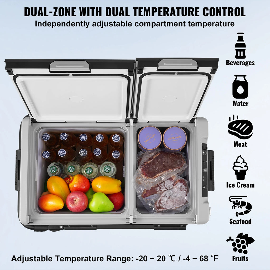 SucceBuy 58 L Portable Car Refrigerator Car Refrigerator Fridge Dual Zone Portable Freezer Compressor Cooler for Home, Outdoor