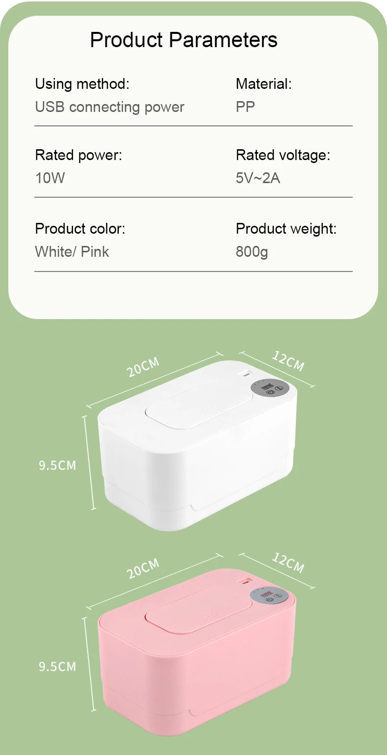 Baby Wipes Heater Wet Towel Dispenser Thermostat Warmer Tissue Paper Case Napkin Electric Heating Insulation Storage Box Holder