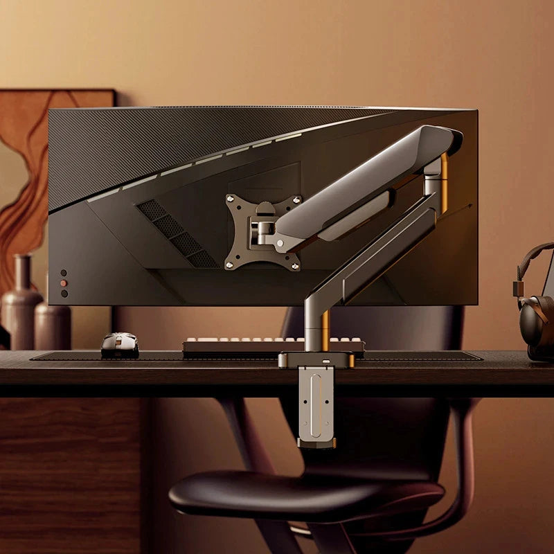 Single Monitor Mount for 13″–35″ Screens, Height Adjustable Monitor Arm with C-Clamp & Grommet Base, Home Office Monitor Stand