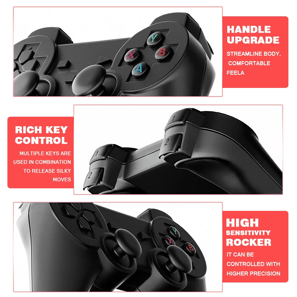 TV Game Stick K8 HD Retro Video Game Console 40000+ Games Double Wireless Controller Home 3D Games 40+ Emulator For Gifts