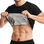 Men Sauna Sweat Short Sleeve Heat Trapping Shirts Sauna Suits Fitness Sweat Waist Slimming Shaper Workout Compression Shirt