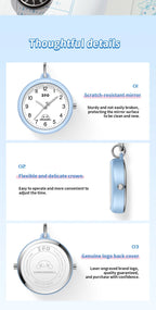 ZGO Sanrio Cinnamoroll Lady Pocket Watch, Simple Design Sense Pendant Watch, Waterproof, Quartz Watch, Gift 733