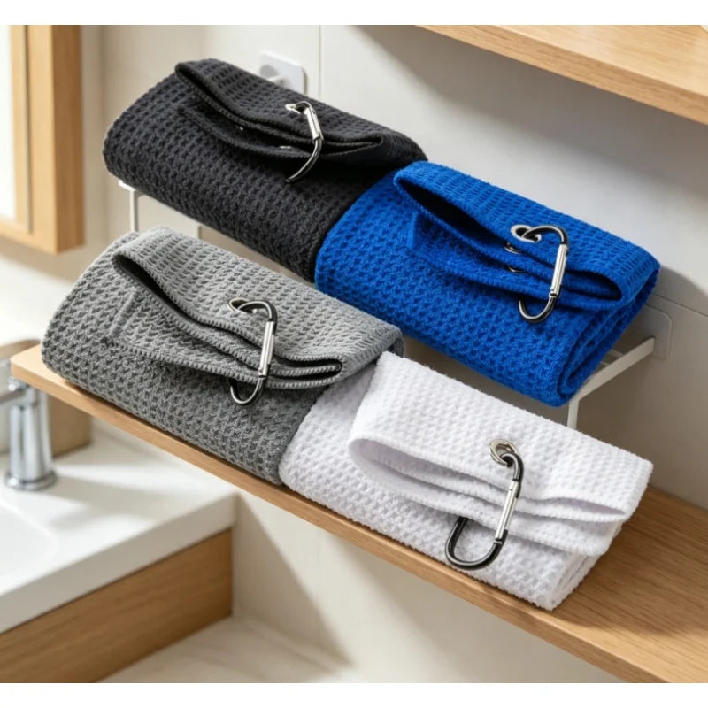 40*60CM Cotton High Water Absorption Microfiber Cleaning Towels Golf Towel with Carabiner Hook Cleans Clubs Golf Training Aids Secondary image