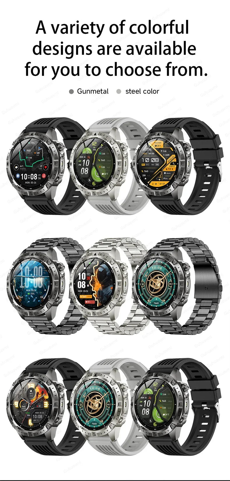 2026New Military T-Rex3 GPS Map Navigation Smart Watch 2GB RAM 1.43-inch AMOLED Screen 30M Waterproof Call Sports Smartwatch Men