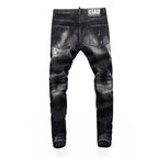 Street Fashion Men's Tight Black Grey Jeans Retro Elastic Slimming Split Style Jeans Men's Retro Designer Brand Jeans Hombre