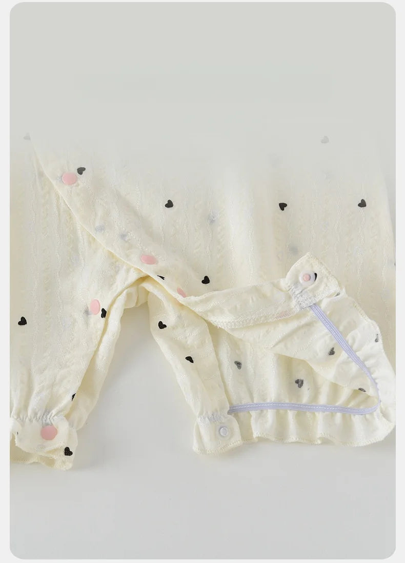 Baby Girls Summer Cute Heart Print Romper Ruffle Collar Infant Onesies Cotton 0-24M Newborn Comfort Jumpsuit Outfit