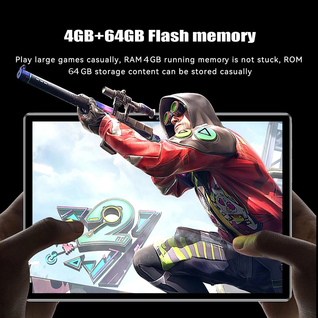 Sauenaneo PC Tablet 4GB RAM  64GB ROM (1TB Expansion) Supports Google Office Dual SIM Cards Dual cameras Android 11
